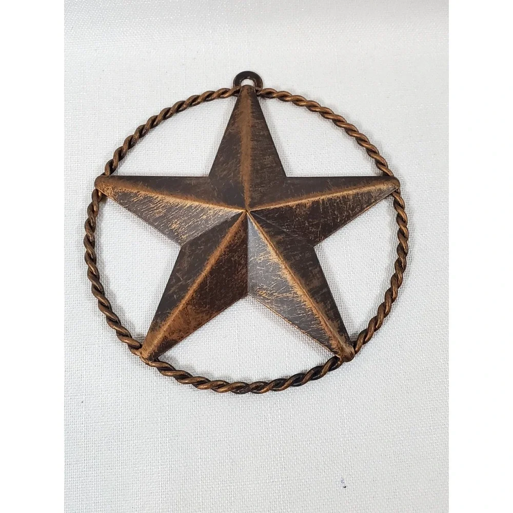 Rustic‎ Metal Barn Star Wall Decor with Twisted Rope Circle 5